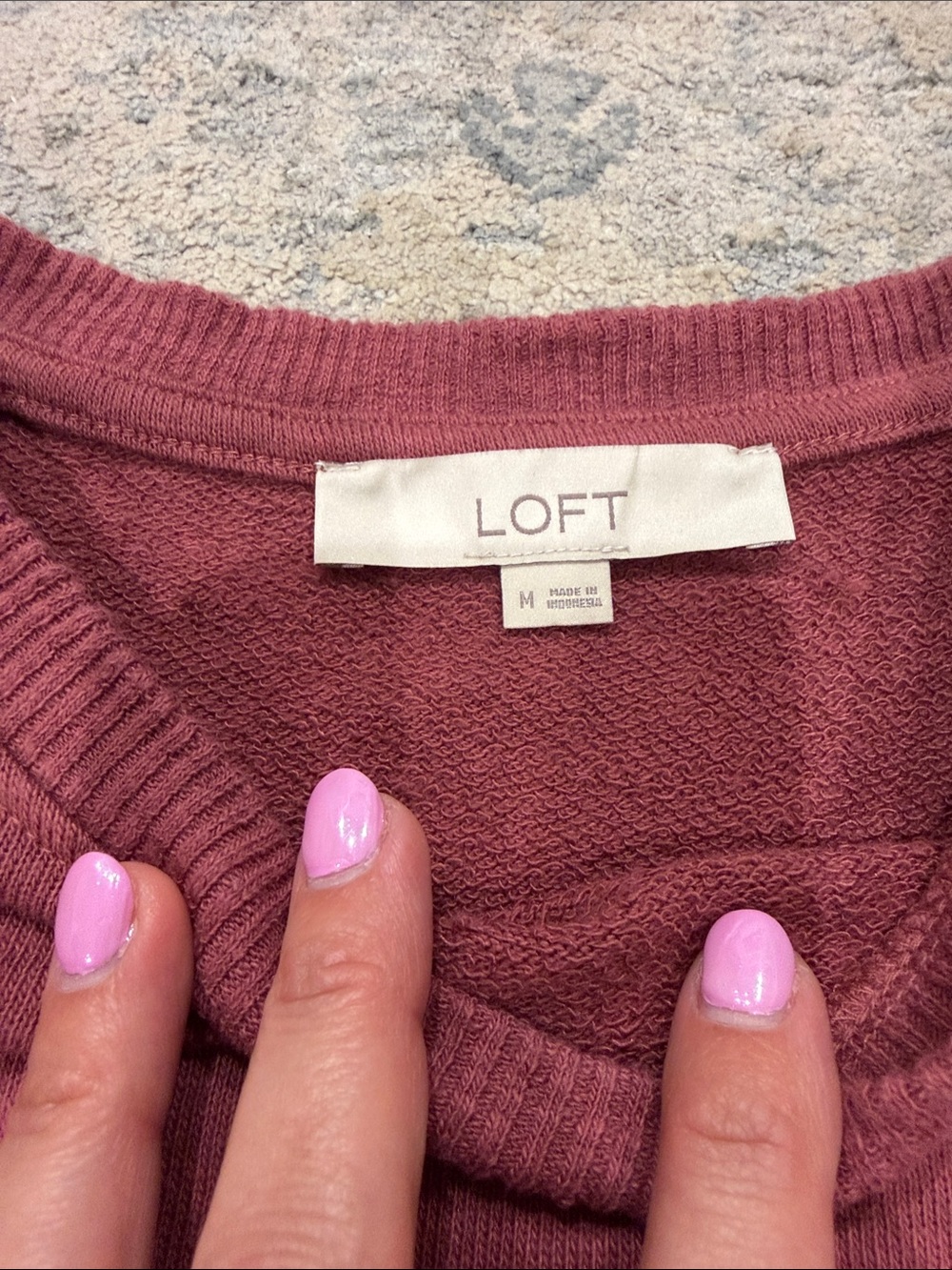 LOFT Girls Puff Sleeve Knit Top - Mauve Rose - Picture 2 of 2